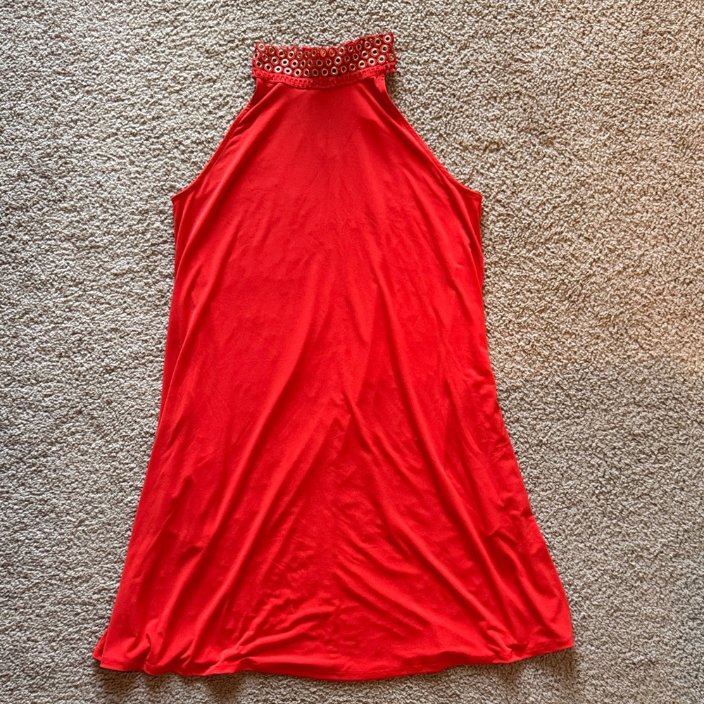 Elegant Red Halter Mini Dress